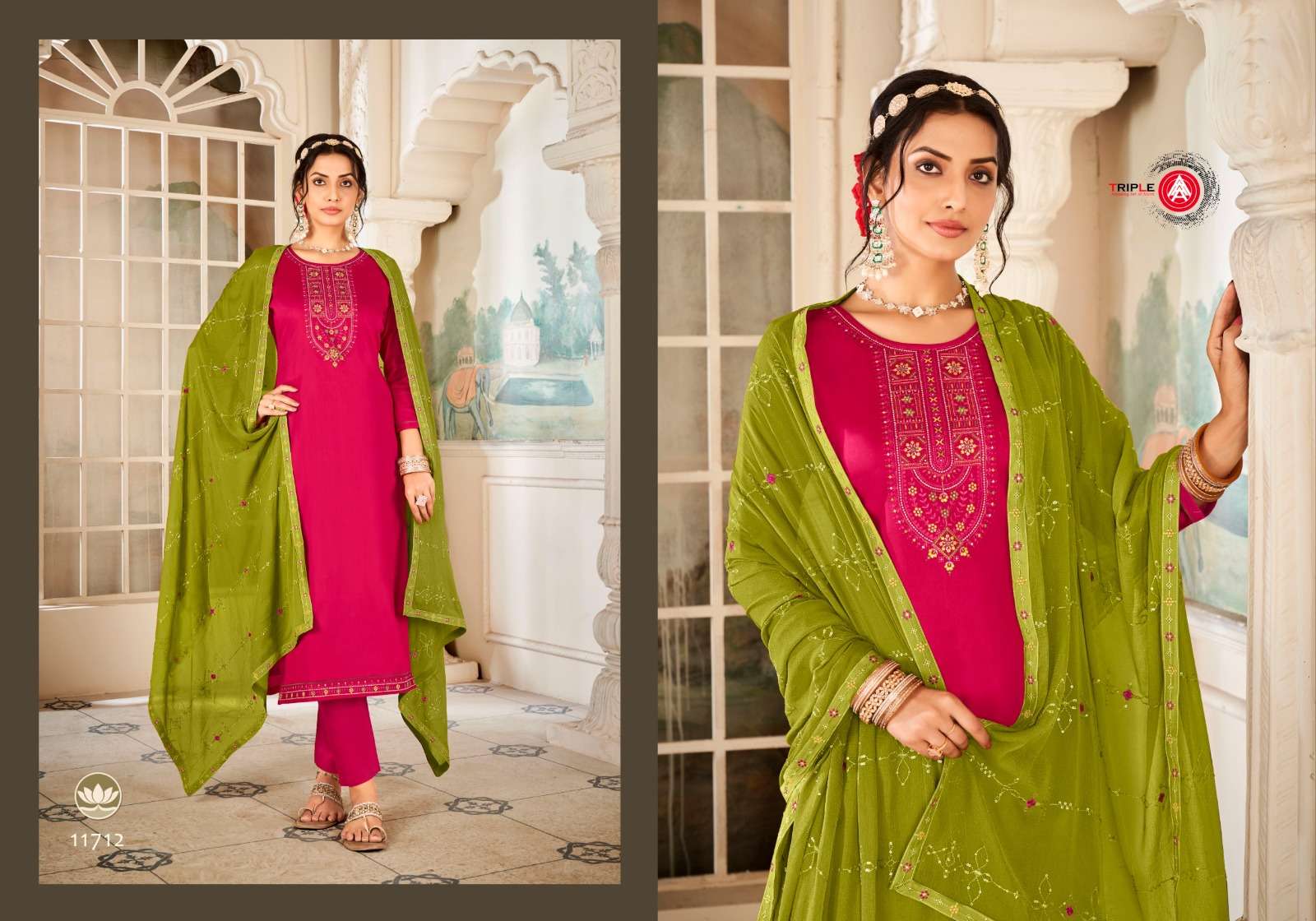 SACHI BY TRIPLE A 11711 TO 11716 SERIES JAAM SILK COTTON HEAVY WORK DRESSES